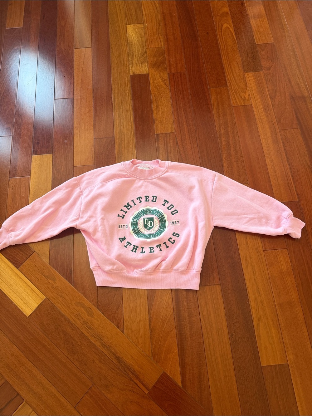 Limited Too Pink Crewneck with Green Athletic Logo